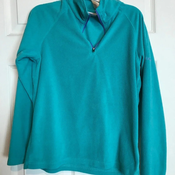 Columbia Girls Size Large Teal Blue 1/4 Zip Fleece Fuzzy - Picture 2 of 5